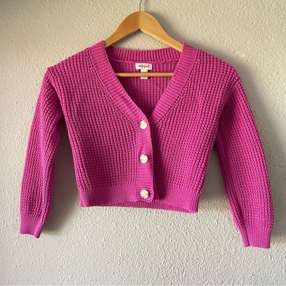 Cat & Jack Other - Cat & Jack Button Front Cardigan Sweater Girls XS (4-5) Pink Knit Cozy Warm